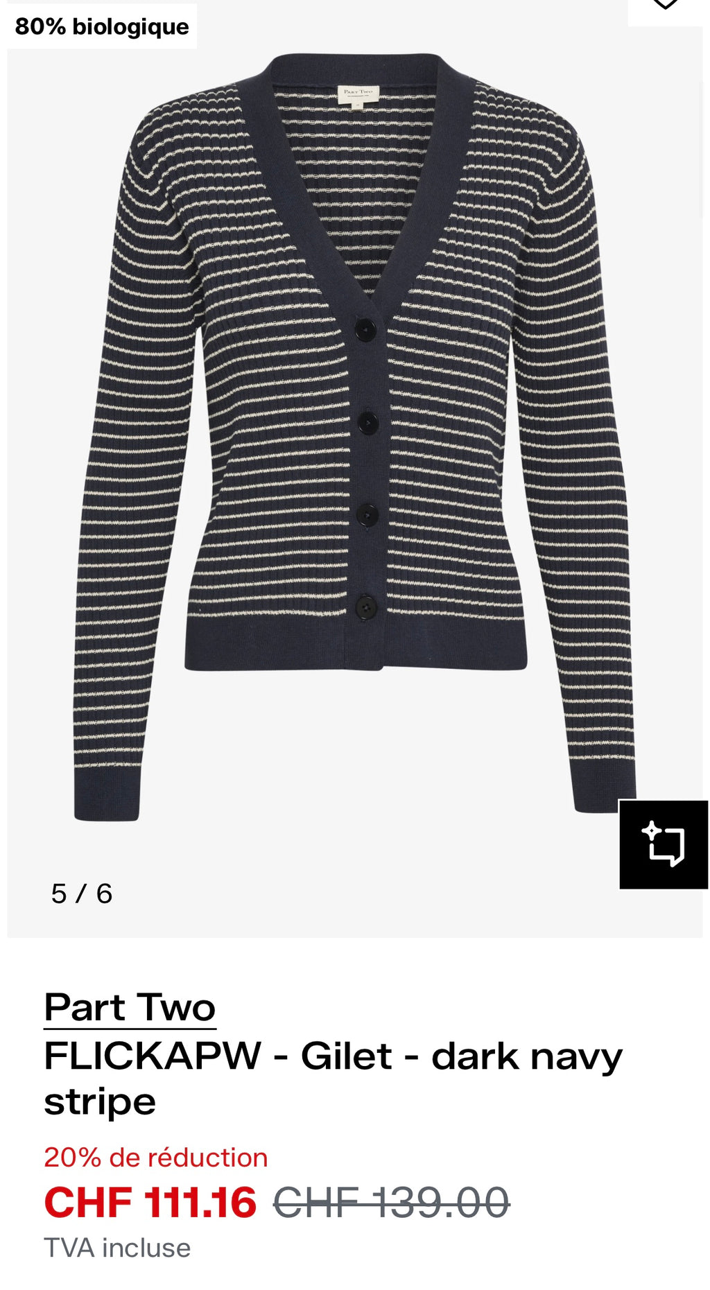 Cardigan Part Two Copenhagen taille S