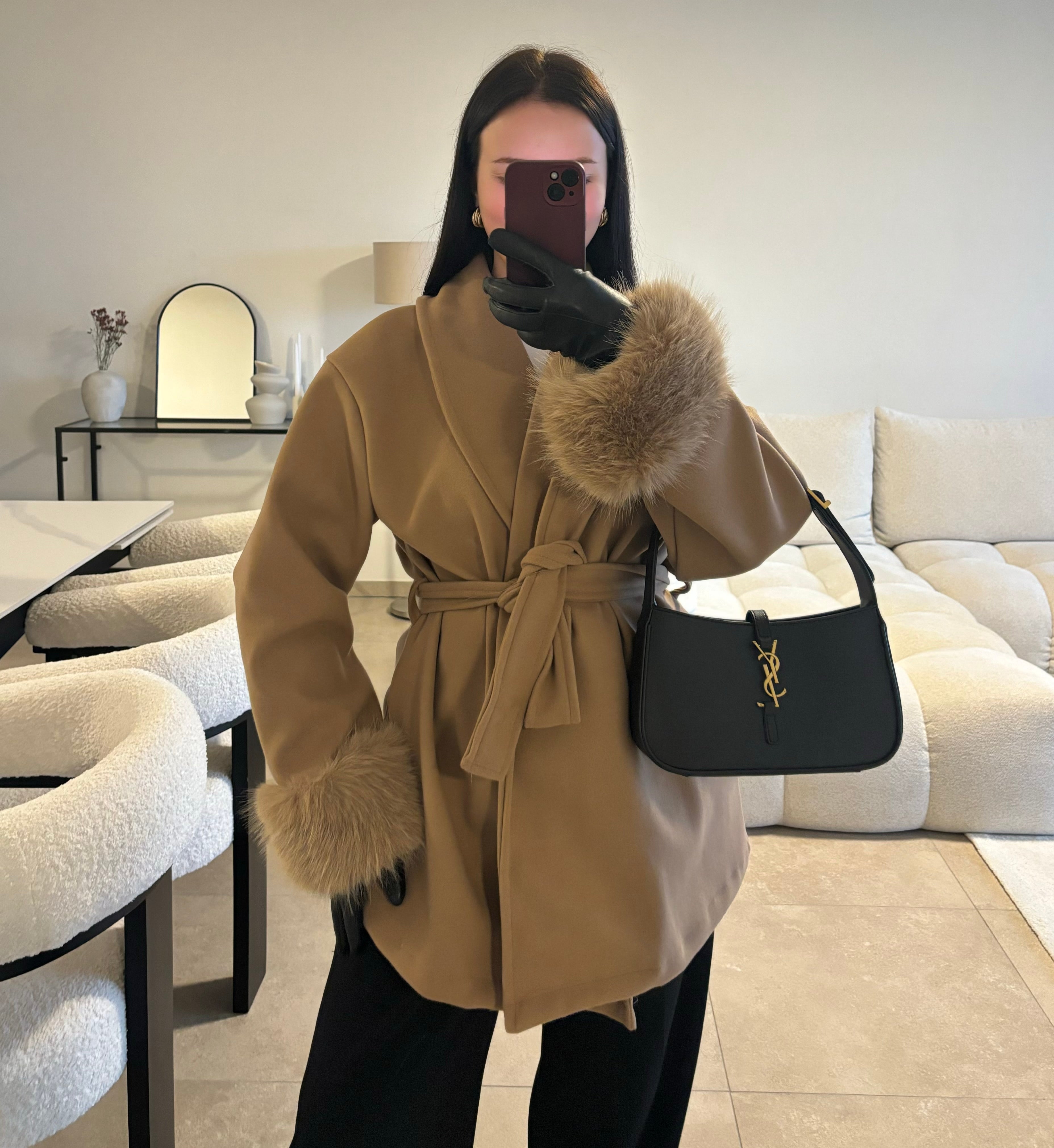 Manteau avec ceinture beige taille S/M