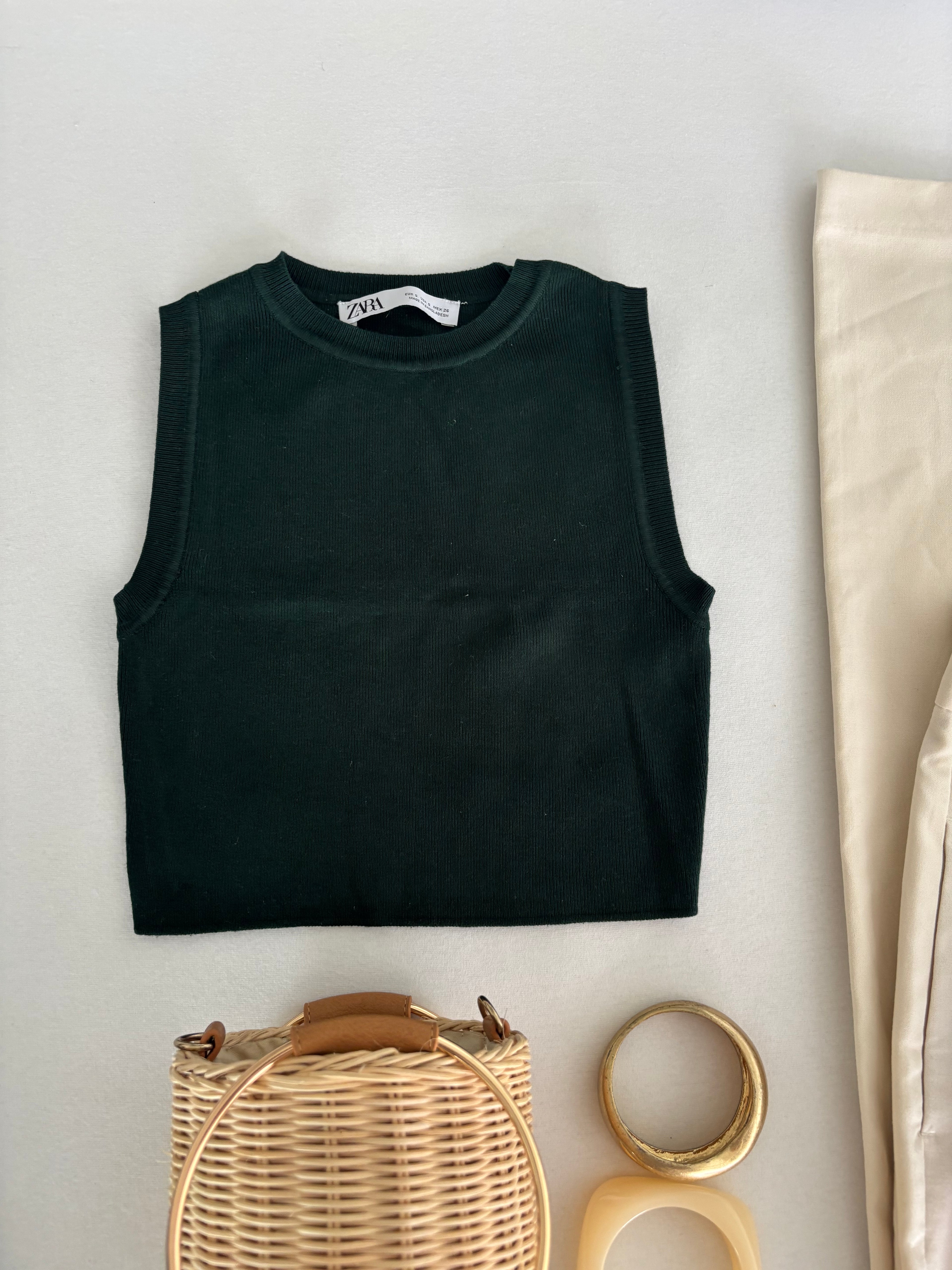 Haut vert foncé Zara taille S