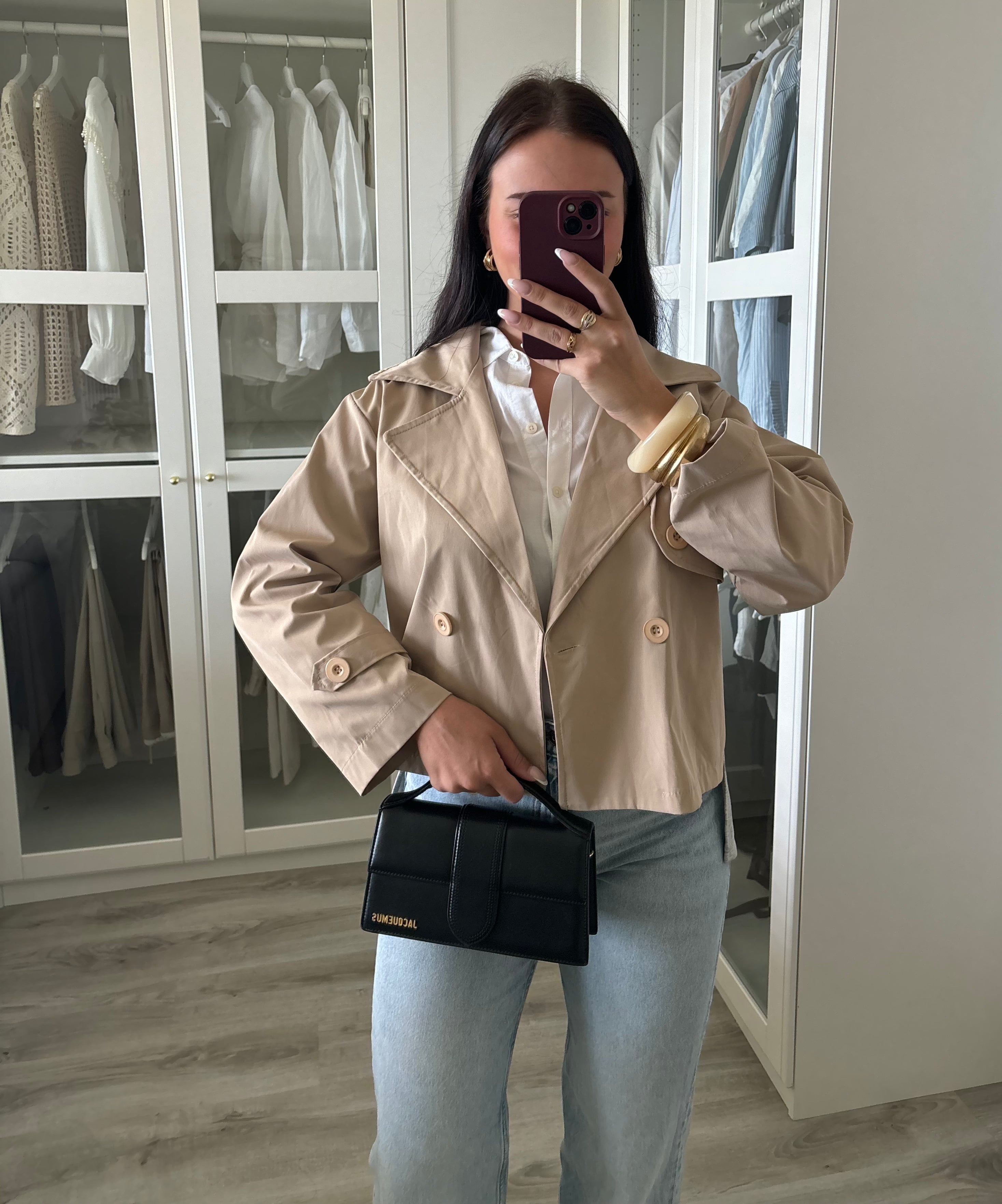 Trench court bi-matières taille S/M