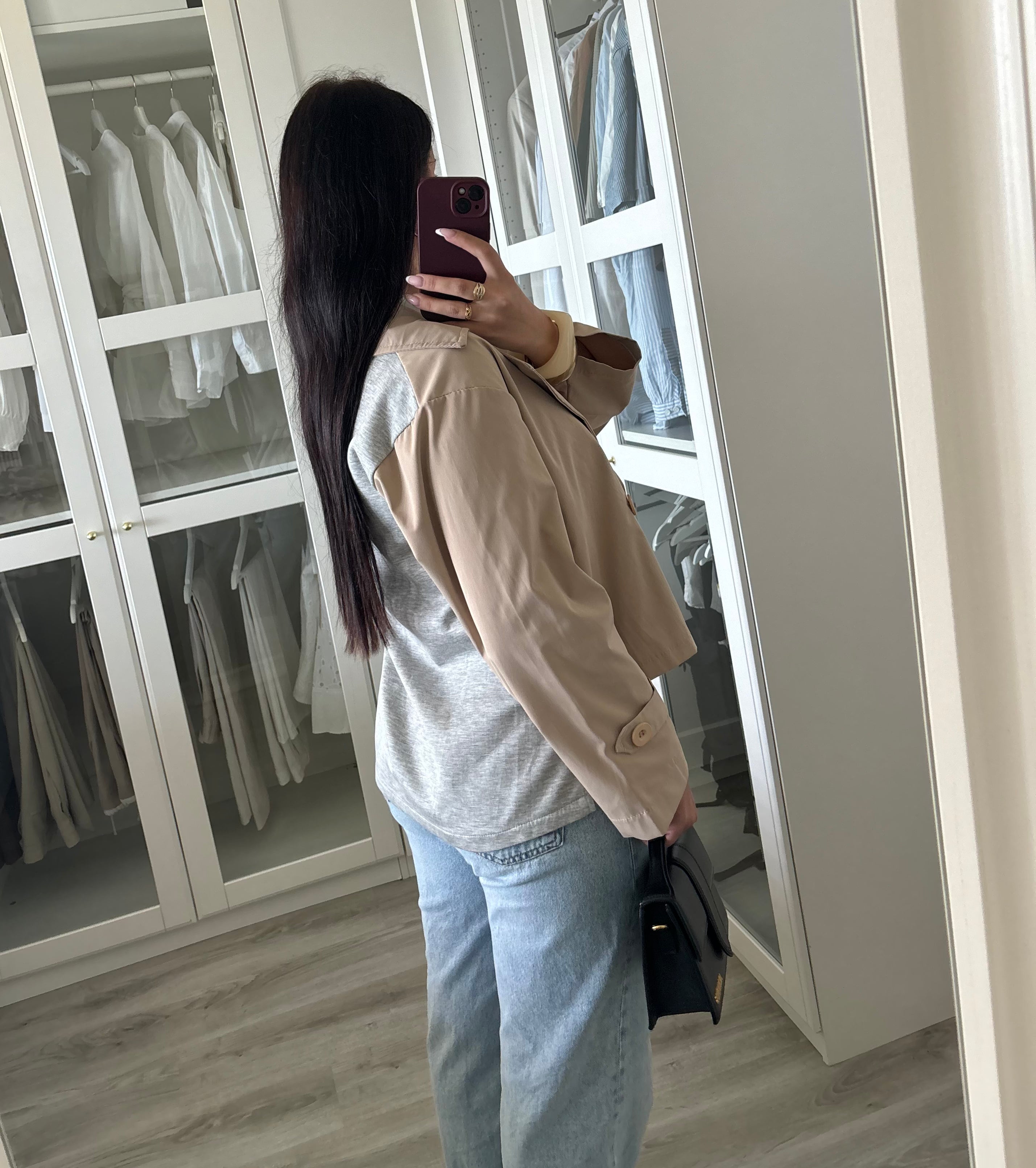 Trench court bi-matières taille S/M